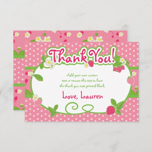 Sweet, aardbei Dank je kaarten (Voorkant / Achterkant)