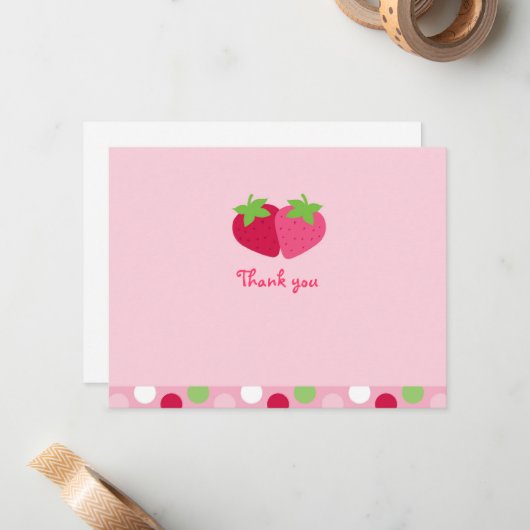 Sweet aardbei Dank je wel dat je kaarten hebt geno Notitiekaartje (Voorkant / Achterkant in situ)