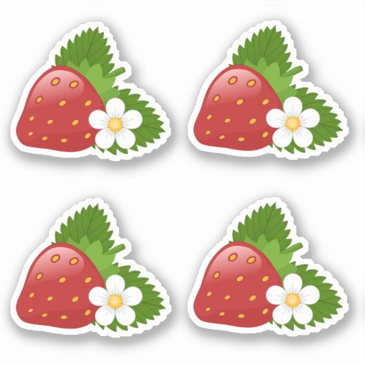 Sweet-aardbei, reeks 4 sticker (Voorkant)