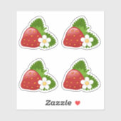 Sweet-aardbei, reeks 4 sticker (Vel)