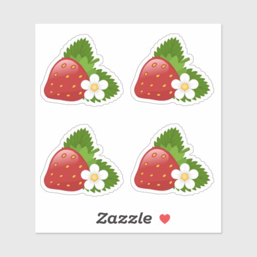 Sweet-aardbei, reeks 4 sticker (Vel)