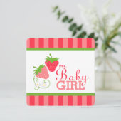 Sweet aardbeien Roze en Groen Baby shower Kaart (Staand voorkant)