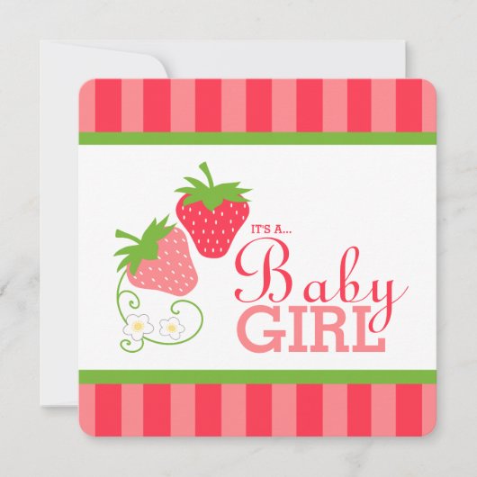 Sweet aardbeien Roze en Groen Baby shower Kaart (Voorkant)