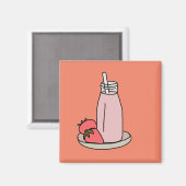 Sweet aardbeienmokshake schattig roze magneet (Voorkant / Achterkant)