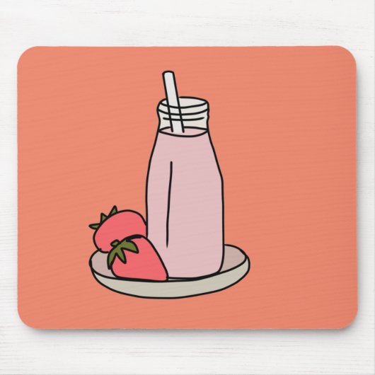 Sweet aardbeienmokshake schattig roze muismat (Voorkant)