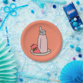 Sweet aardbeienmokshake schattig roze papieren bordje (Feest)