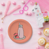 Sweet aardbeienmokshake schattig roze papieren bordje (Feest)
