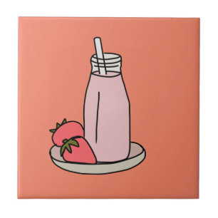 Sweet aardbeienmokshake schattig roze tegeltje