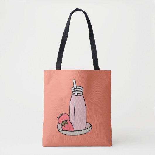 Sweet aardbeienmokshake schattig roze tote bag (Voorkant)