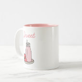 Sweet aardbeienmokshake schattig roze tweekleurige koffiemok (Voorkant links)