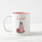 Sweet aardbeienmokshake schattig roze tweekleurige koffiemok (Links)