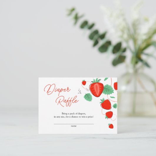 Sweet aardbery Baby shower Diaper Raffle Informatiekaartje (Staand voorkant)
