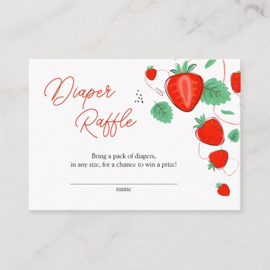 Sweet aardbery Baby shower Diaper Raffle Informatiekaartje (Voorkant)