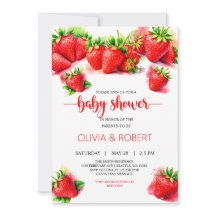 Sweet Aardbery Baby shower Uitnodiging