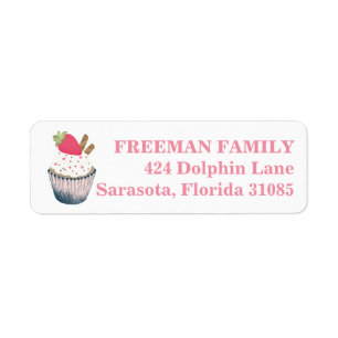 Sweet aardbery Cupcake Return Address Label