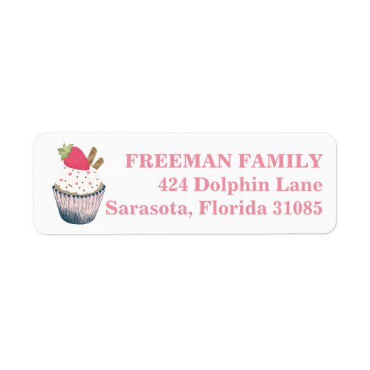 Sweet aardbery Cupcake Return Address Label (Voorkant)