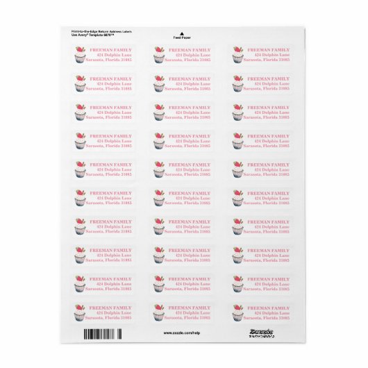 Sweet aardbery Cupcake Return Address Label (Full Sheet)