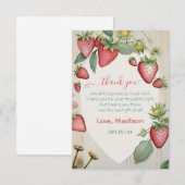 Sweet aardbery Shape Berry First Birthday Bedankkaart (Voorkant / Achterkant)