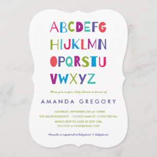 Sweet ABC Modern Baby shower Invitation Kaart