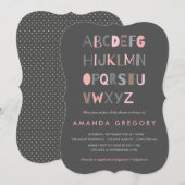 Sweet ABC Modern Baby shower Invitation Kaart (Voorkant / Achterkant)