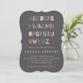 Sweet ABC Modern Baby shower Invitation Kaart (Staand voorkant)