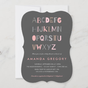 Sweet ABC Modern Baby shower Invitation Kaart