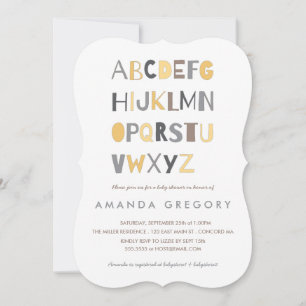 Sweet ABC Modern Baby shower Invitation Kaart