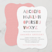Sweet ABC Modern Baby shower Invitation Kaart (Voorkant / Achterkant)
