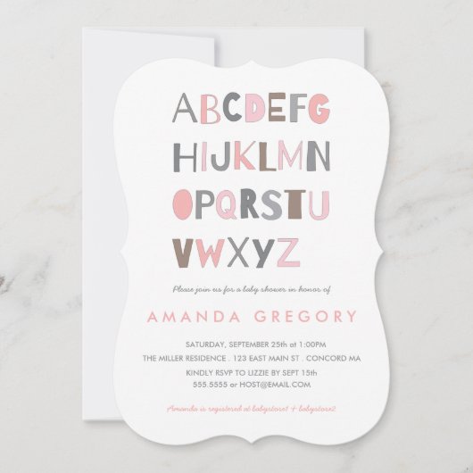 Sweet ABC Modern Baby shower Invitation Kaart (Voorkant)