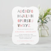 Sweet ABC Modern Baby shower Invitation Kaart (Staand voorkant)