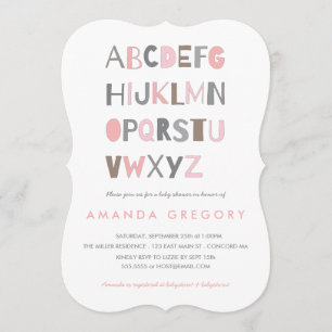 Sweet ABC Modern Baby shower Invitation Kaart