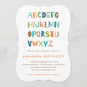 Sweet ABC Modern Baby shower Invitation Kaart