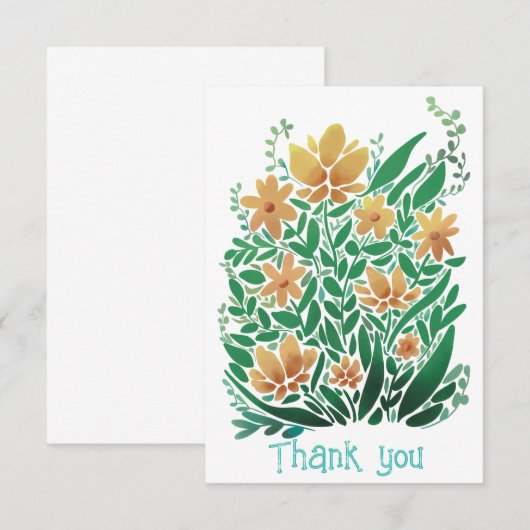 Sweet Abstract Floral Flat Bedankt Card (Voorkant / Achterkant)