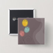 Sweet Abstract Flowers Vierkante Button 5,1 Cm (Voorkant /achterkant)
