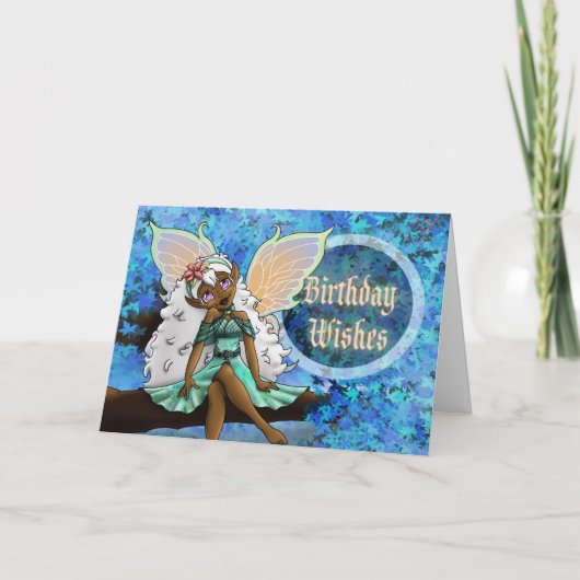 Sweet African American Fairy Birthday Kaart (Voorkant)
