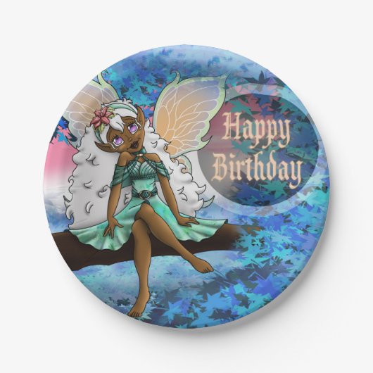 Sweet African American Fairy Birthday Papieren Bordje (Voorkant)