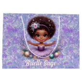 Sweet Afro Puff Paarse Ballerina Girl Holiday Groot Cadeauzakje (Achterkant)