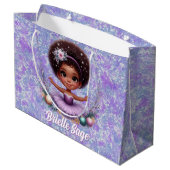 Sweet Afro Puff Paarse Ballerina Girl Holiday Groot Cadeauzakje (Achterkant Gekanteld)