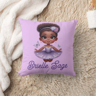 Sweet Afro Puff Paarse Ballerina Meisje Kussen