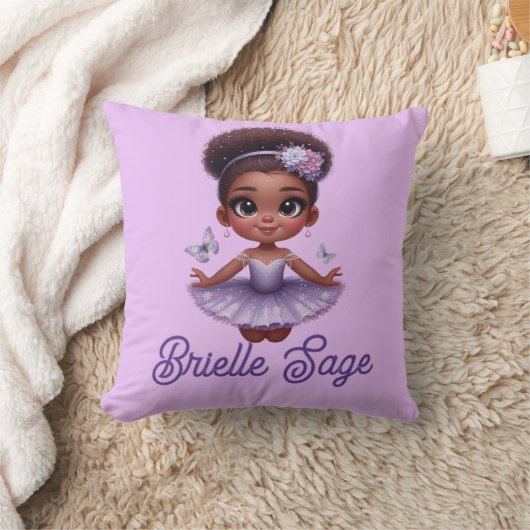 Sweet Afro Puff Paarse Ballerina Meisje Kussen (Deken)
