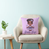 Sweet Afro Puff Paarse Ballerina Meisje Kussen (Stoel)