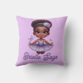 Sweet Afro Puff Paarse Ballerina Meisje Kussen (Achterkant)