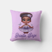 Sweet Afro Puff Paarse Ballerina Meisje Kussen (Voorkant)