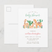 Sweet Alpaca Llama Cactus Boho Baby shower Uitnodiging Briefkaart (Voorkant / Achterkant)