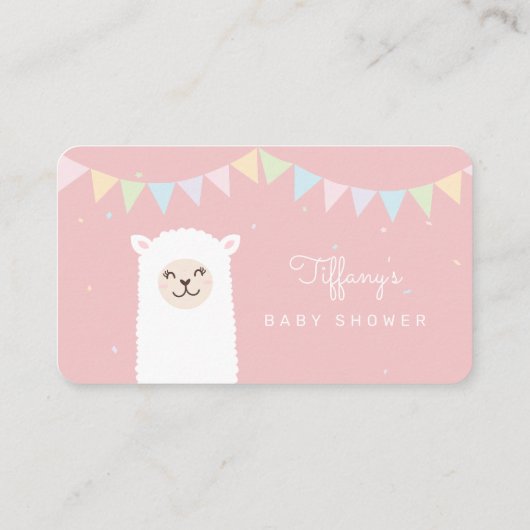 Sweet Alpaca Llama Meisje Baby shower Luier Raffle Informatiekaartje (Achterkant)