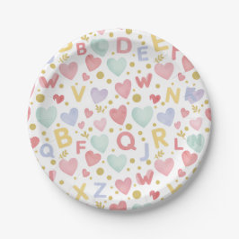 Sweet Alphabet & Hearts Watercolor Papieren Bordje