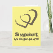 Sweet als Chocolate Heart Yellow Valentijn Day Feestdagen Kaart (Voorkant)