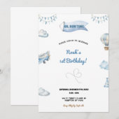 Sweet and cute airplane birthday party invitation kaart (Voorkant / Achterkant)