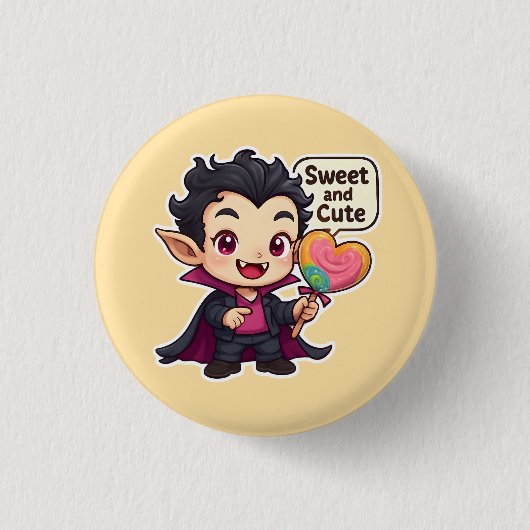 "Sweet and Cute" Chibi Vampire Button (Voorkant)
