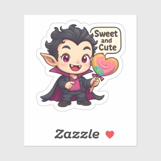 "Sweet and Cute" Chibi Vampire Sticker (Vel)
